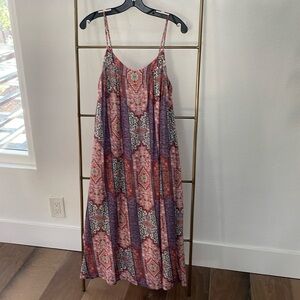 Lucky Brand Spaghetti Strap Boho Midi Mumu Dress Size M.